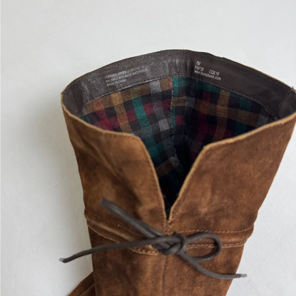 Born Brown Tall Suede Over The Knee Riding Boots Block heel Side Zip Size 7